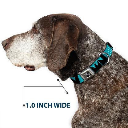 Dog Bone Seatbelt Buckle Collar - BUCKLE-DOWN Shapes Dot Turquoise/White/Black