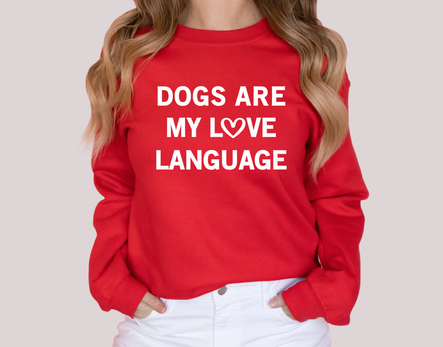 Dogs Are My Love Language Valentine Sweatshirt | Unisex Crewneck Sweatshirt