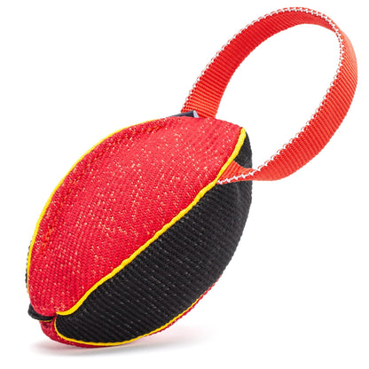 FDT Multi-Color French Linen Football Tug Toy - with Squeaker OR with Handle