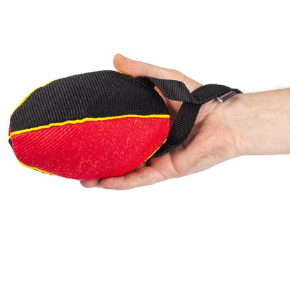 FDT Multi-Color French Linen Football Tug Toy - with Squeaker OR with Handle