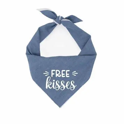 Free Kisses Denim Dog Bandana.