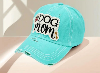 Dog Mom Paw & Bone Vintage Distressed Baseball Hat
