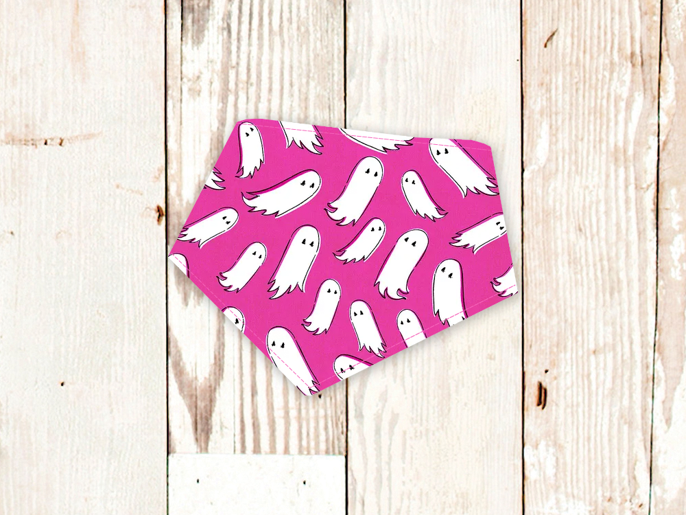 "Fuchsia Ghosts" Halloween Dog Bandana