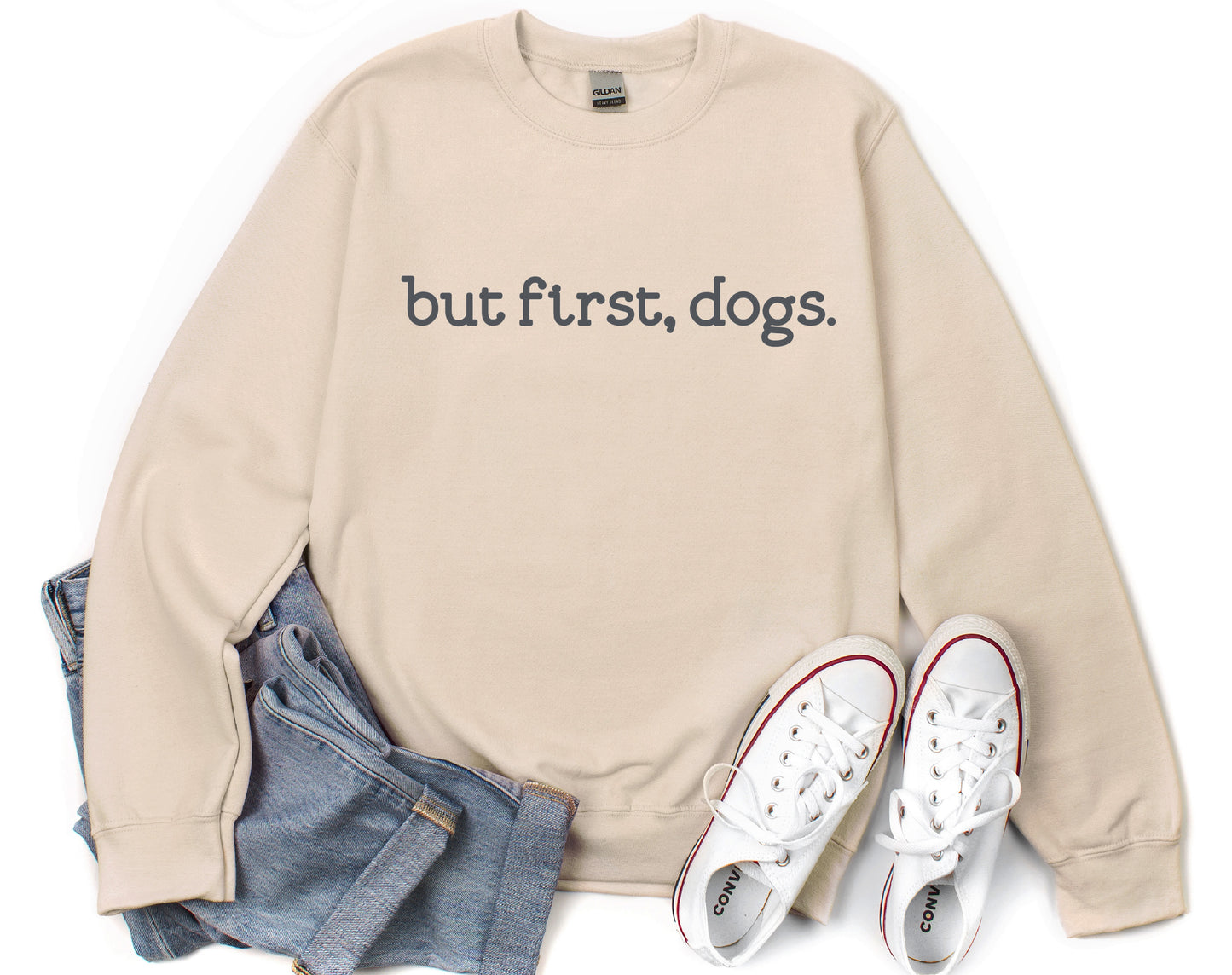 But First Dogs Crewneck Sweatshirt – Ships Free