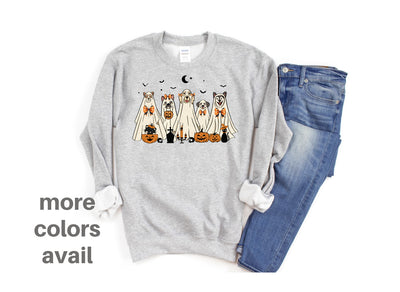 Halloween Dog Ghosts Crew Neck Sweatshirt