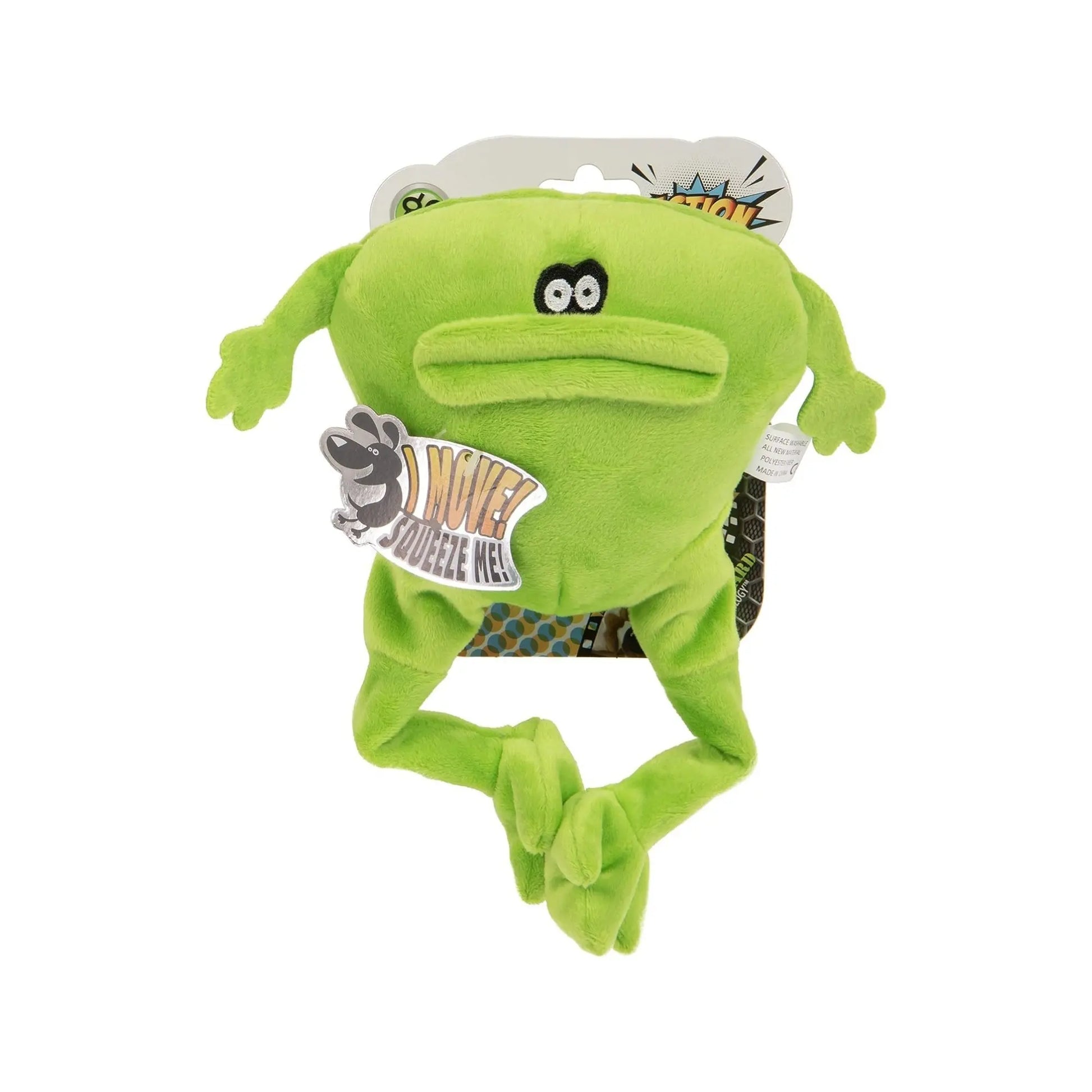 Godog Action Plush Frog Animated Squeak Dog Toy Green Large Go Dog