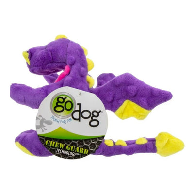 Godog Dragons Squeaky Plush Dog Toy Purple Small Go Dog