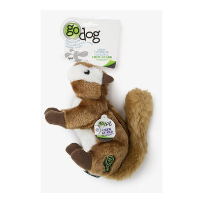 Godog Wildlife Chipmunk Squeaky Plush Dog Toy Brown Large Go Dog