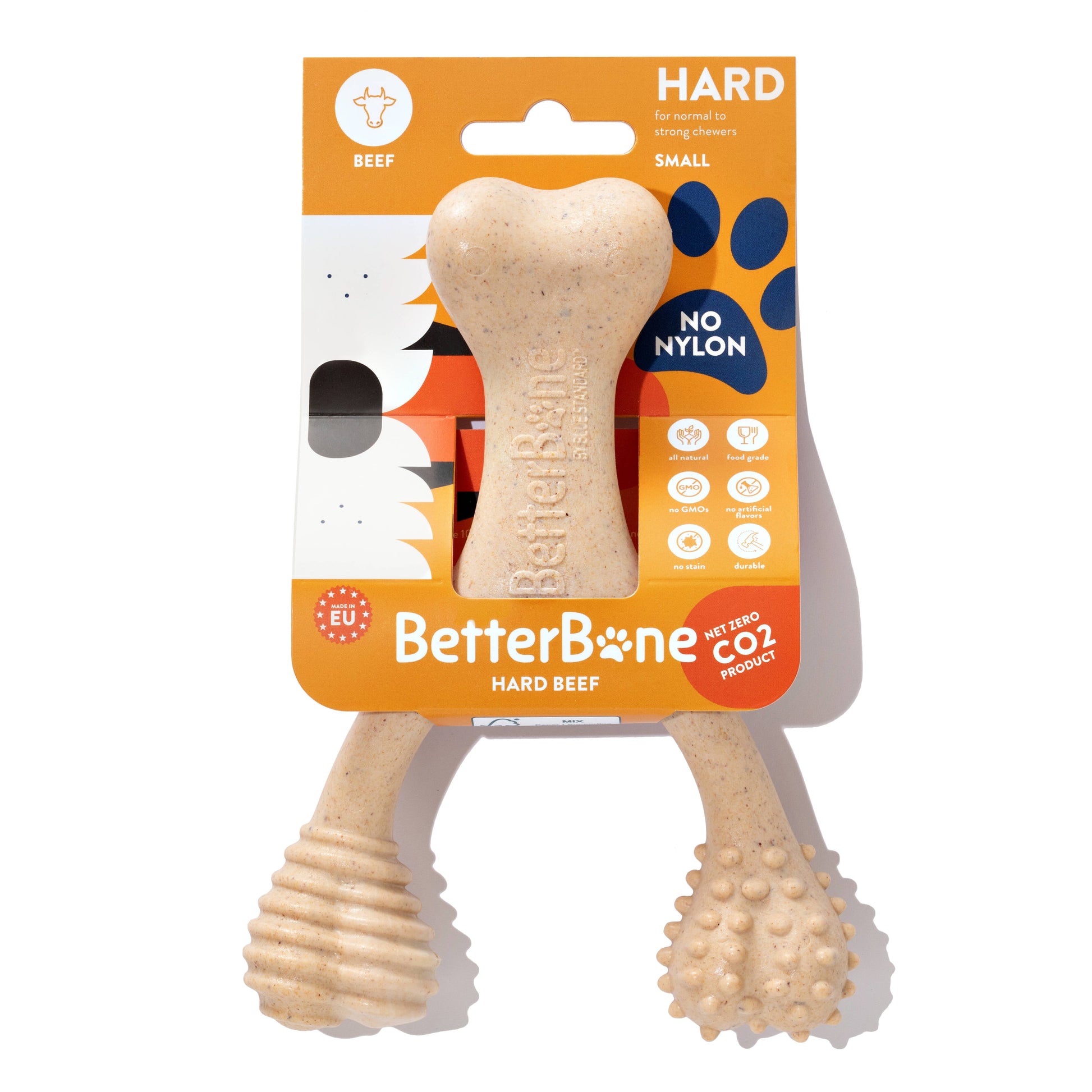 Small BetterBone HARD Beef Dog Chew Toy from BetterBone All Natural Eco-Friendly Dog Chews & Bones, designed for durable chewing.