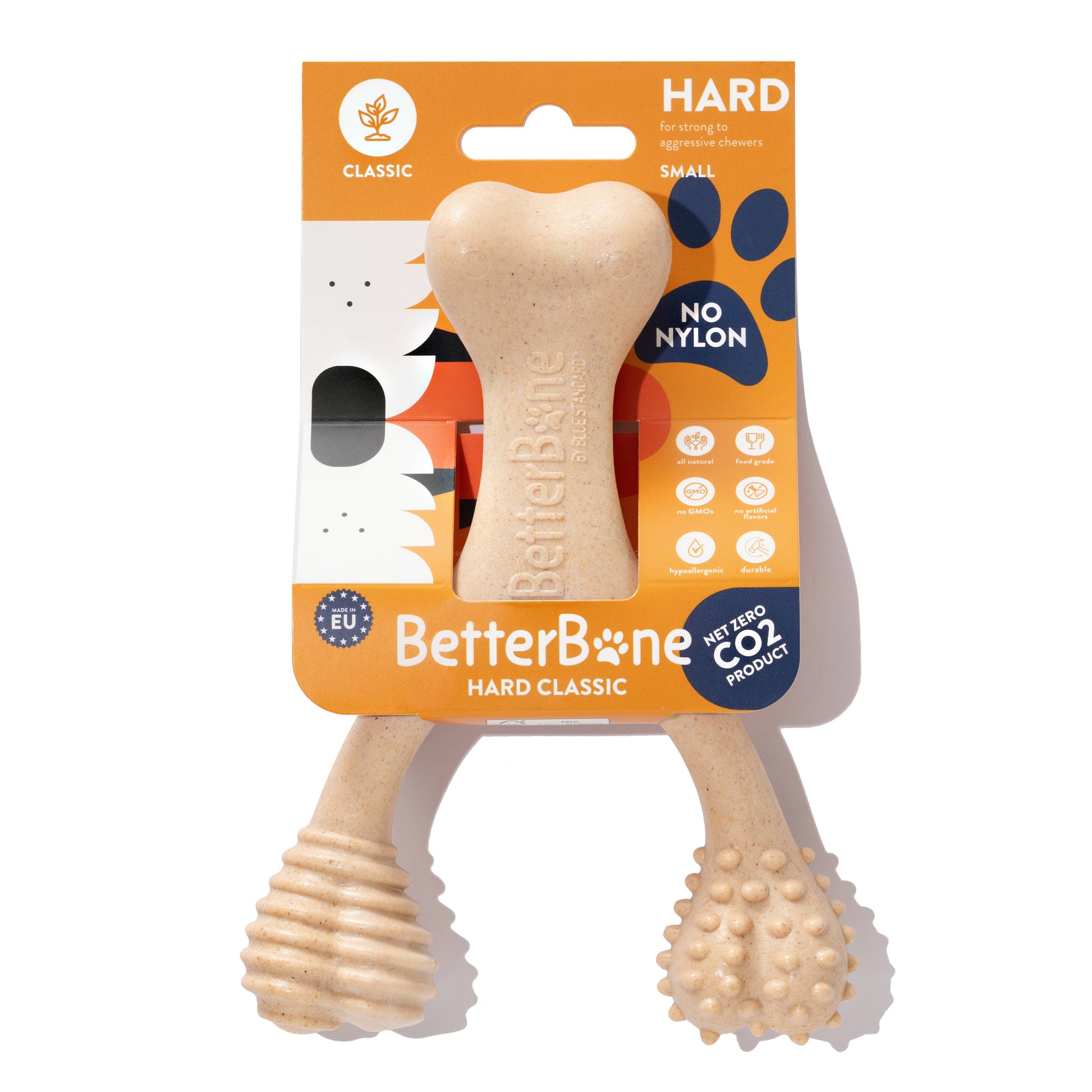 Small BetterBone HARD classic dog chew toy made of natural eco-friendly material, designed for aggressive chewers.