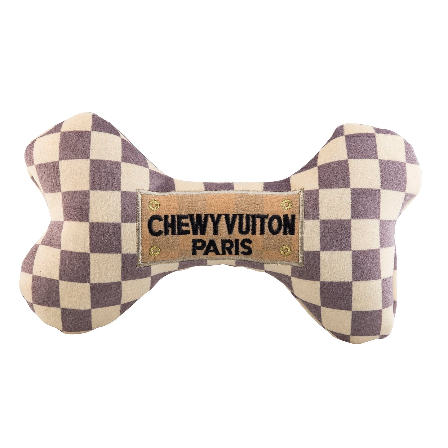 Tan Checker Chewy Vuiton Bone Toy