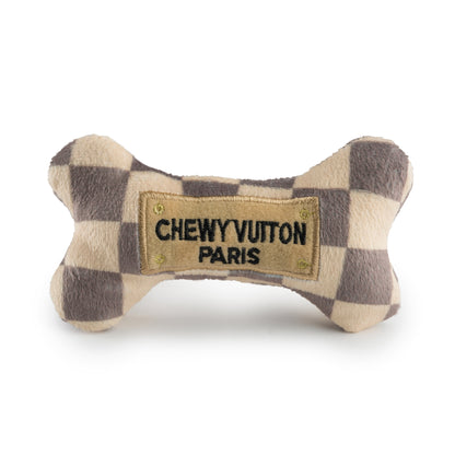Tan Checker Chewy Vuiton Bone Toy