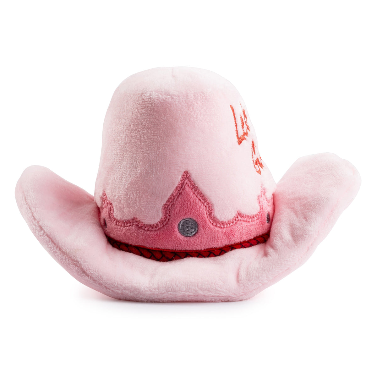 Pink Cowgirl Hat | Squeaky Plush Dog Toy with Crinkle & Mesh Lining