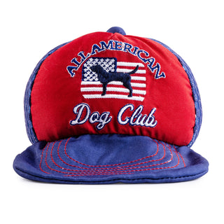 All American Dog Club Trucker Hat | Squeaky Plush Dog Toy with Crinkle & Mesh Lining