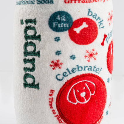 Puppi Grrranberry Fizz Holiday Plush Dog Toy | Squeaky Plush Dog Toy with Crinkle & Mesh Lining