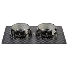 Black Checker Chewy Vuiton Bowls & Placemat Bundle