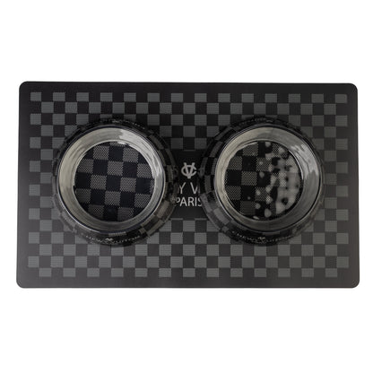 Black Checker Chewy Vuiton Bowls & Placemat Bundle