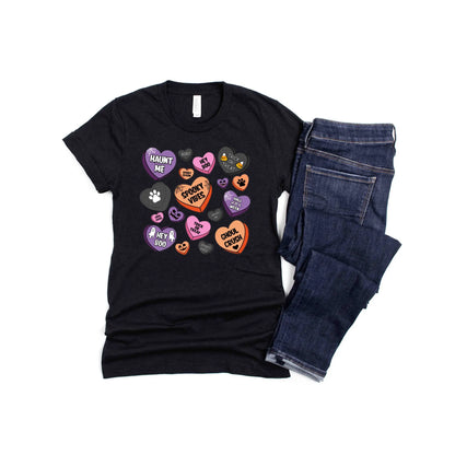 Halloween Candy Hearts & Dog Paws DTF T-Shirt Hunter K9