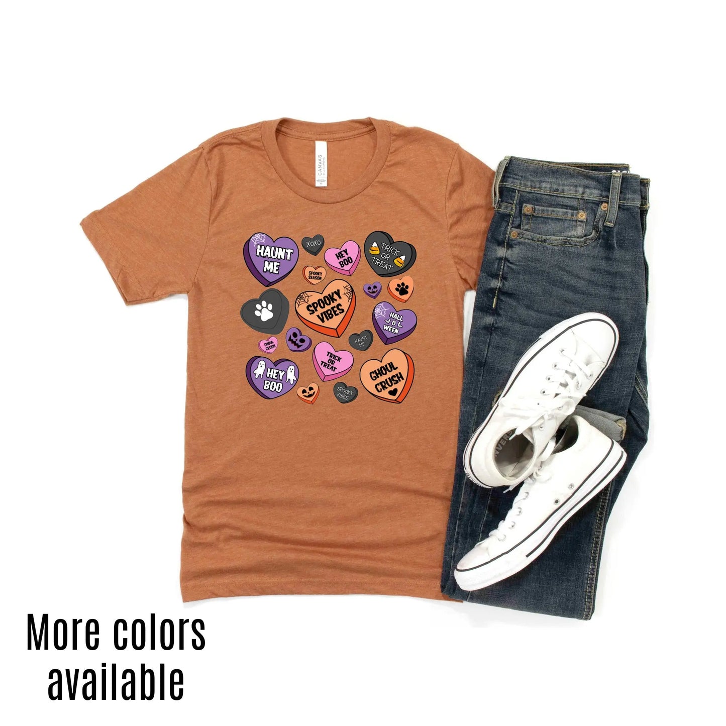 Halloween Candy Hearts & Dog Paws DTF T-Shirt Hunter K9
