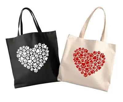 Hearts with Paws Canvas Tote Bark & Beyond