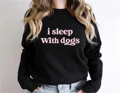 I Sleep with Dogs Gildan Black Sweatshirt with Pink Vinyl Hunter K9