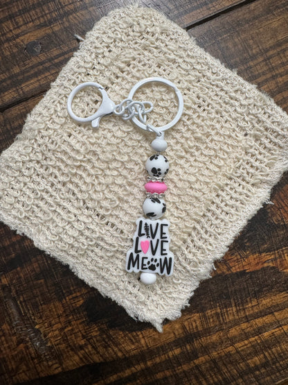 Beaded Cat Mom Lover Keychains