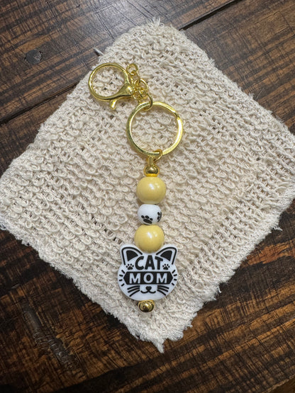 Beaded Cat Mom Lover Keychains