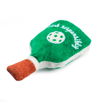 Green Stripe Pickleball Paddle | Squeaky Plush Dog Toy with Crinkle & Mesh Lining