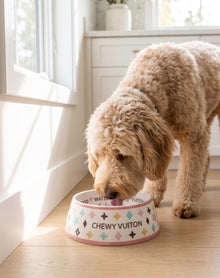 White Chewy Vuiton Bowls