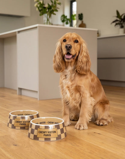 Checker Chewy Vuiton Bowls