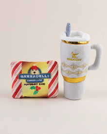 Snuggly Cup Holiday Ivory & Grrradelli Bark Square | Christmas Plush Dog Toys