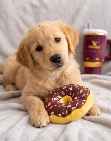 Snuggly Cup Holiday Red & Puppermint Donut | Christmas Dog Toys