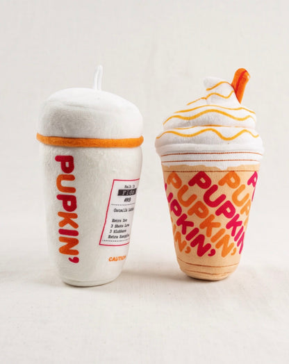 Pupkin' Donuts Iced Coffee | Squeaky Plush Dog Toy with Crinkle & Mesh Lining