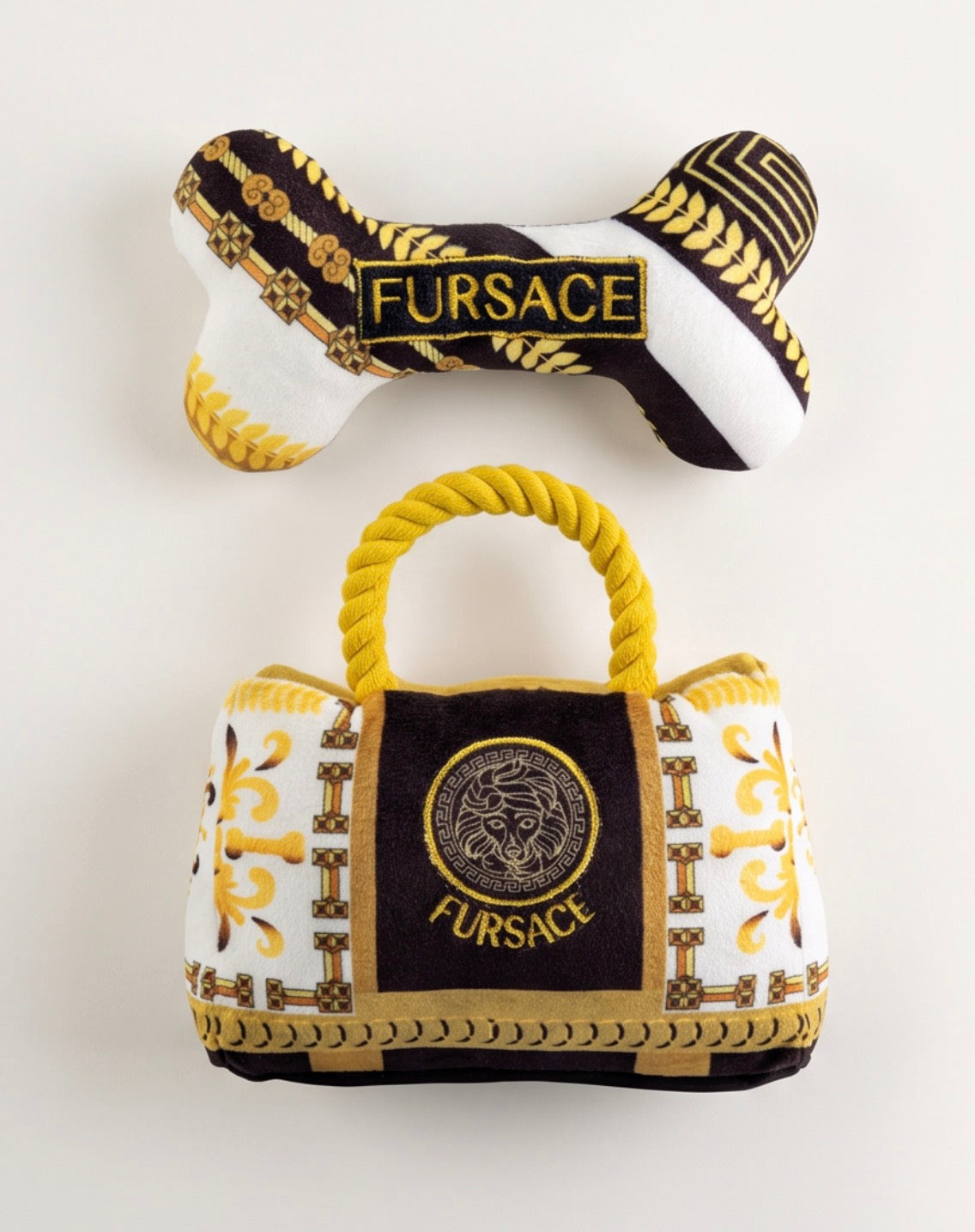 Fursace Bone | Squeaky Plush Dog Toy with Crinkle & Mesh Lining