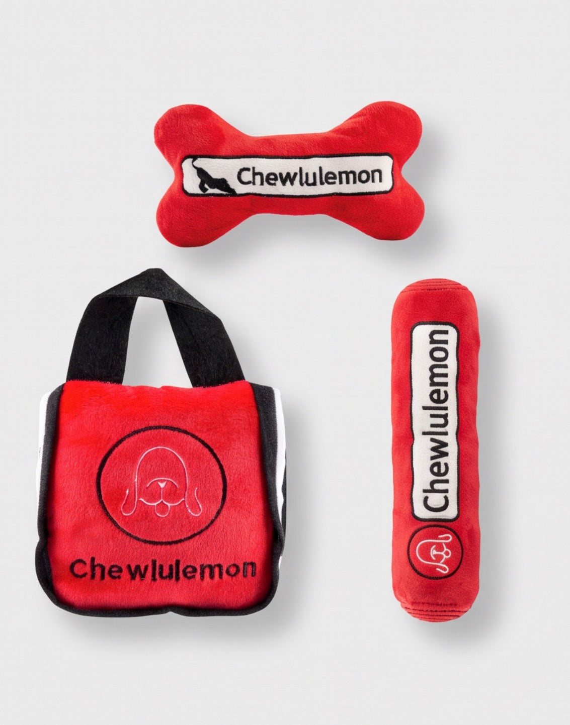 Chewlulemon Bone | Squeaky Plush Dog Toy with Crinkle & Mesh Lining