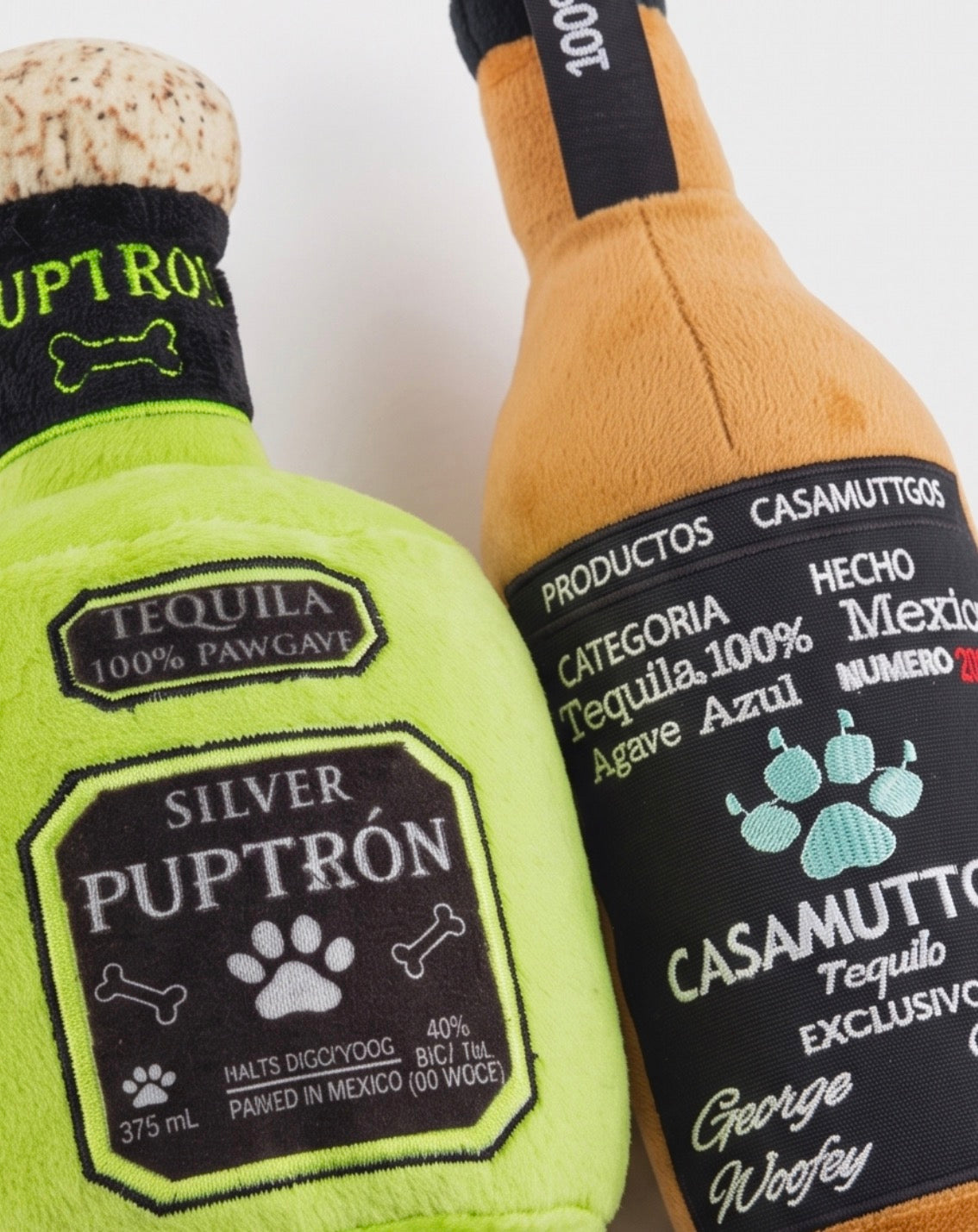 Puptron Tequila Toy | Squeaky Plush Dog Toy with Crinkle & Mesh Lining