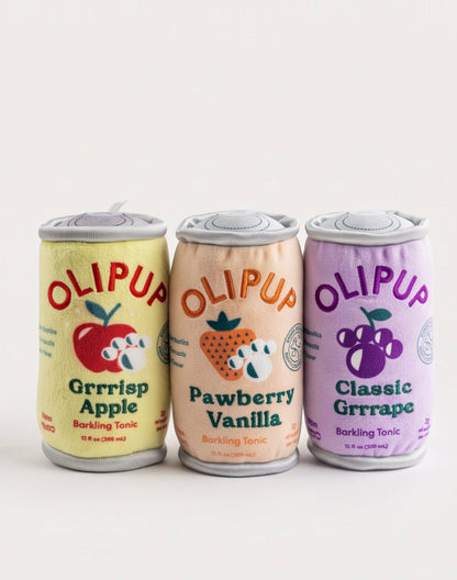 Olipup Soda Grrrisp Apple Holiday Plush Dog Toy | Squeaky Plush Dog Toy with Crinkle & Mesh Lining