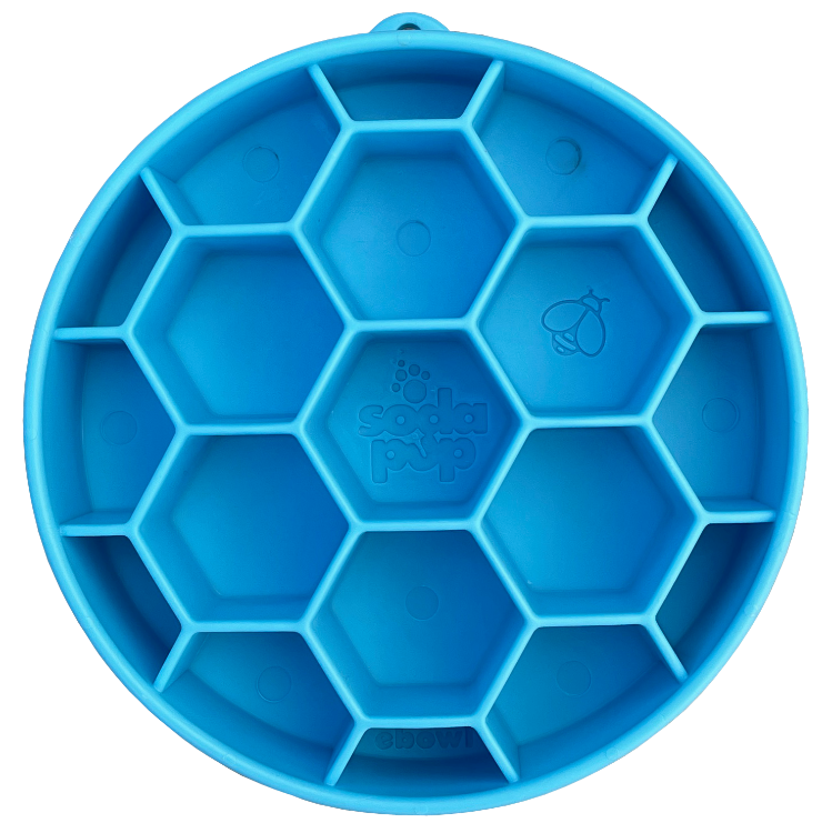 SodaPup Honeycomb eBowl deep slow feeder dog bowl with honeycomb pattern for enrichment, made in the USA.