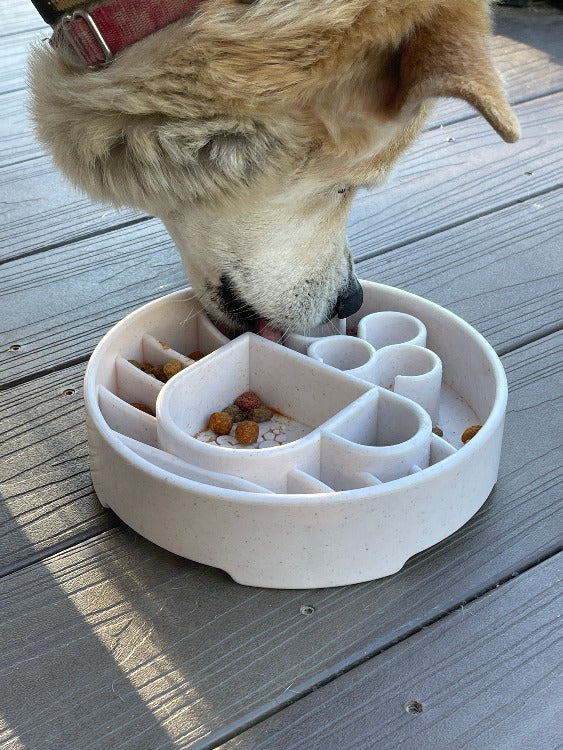 SodaPup Java eBowl deep slow feeder dog bowl with textured surface for enrichment, made in the USA.