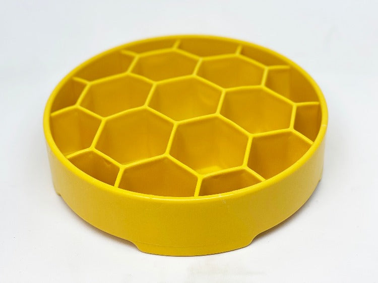 SodaPup Honeycomb eBowl deep slow feeder dog bowl with textured honeycomb design for enrichment, made in the USA.