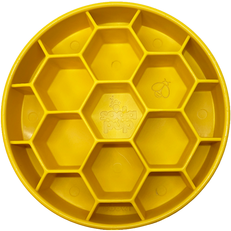 SodaPup Honeycomb eBowl deep slow feeder dog bowl with honeycomb design for enrichment, USA made, durable plastic material