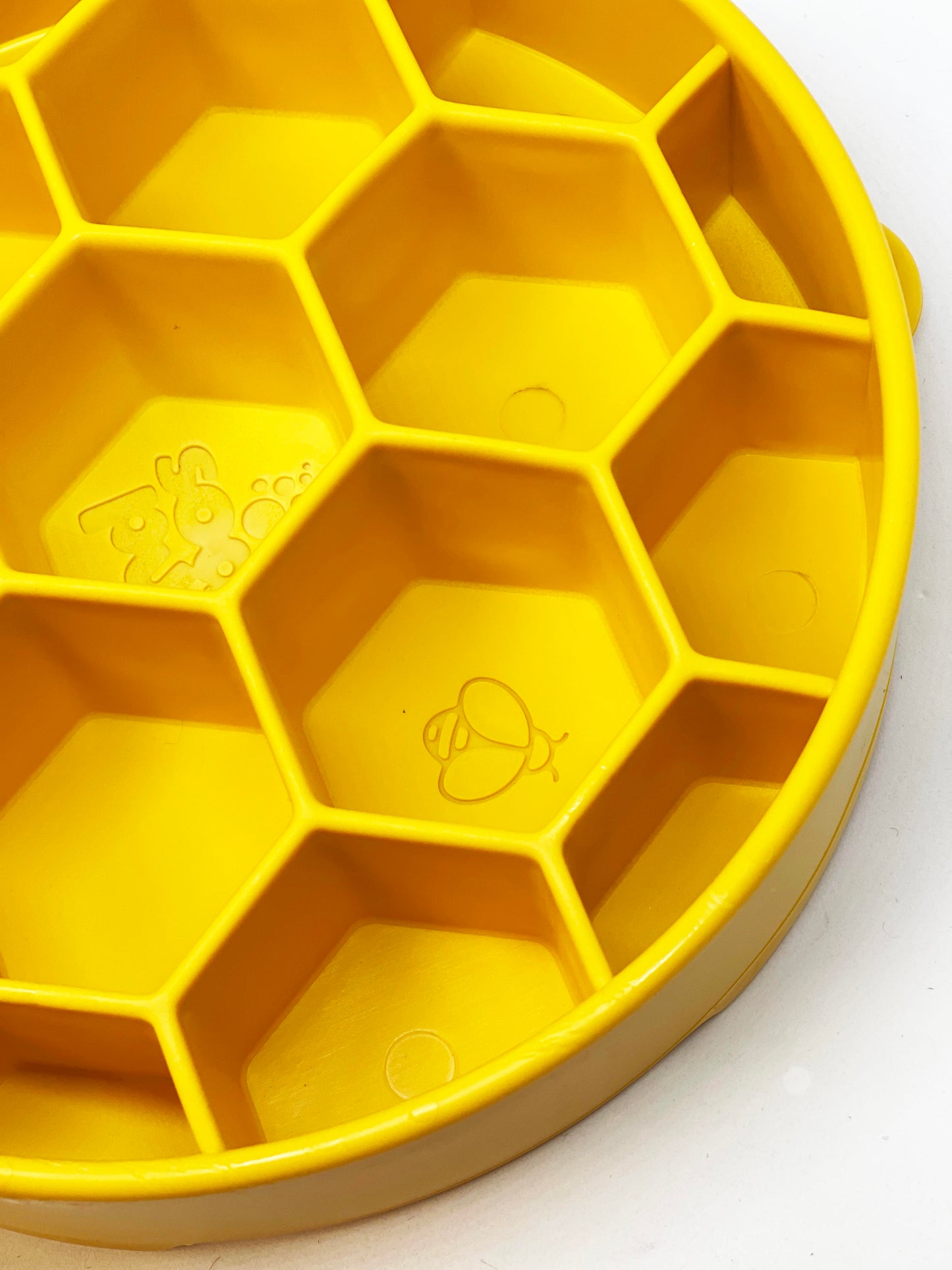 SodaPup Honeycomb eBowl Deep Slow Feeder Dog Bowl with honeycomb pattern, made in the USA for enrichment and puzzle feeding.