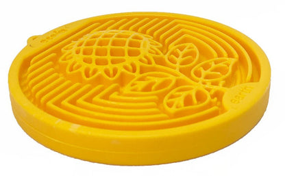 Earth eCoin nylon lick mat for dogs by SodaPup, USA-made dog enrichment toy for calming and interactive chewing.