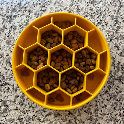SodaPup Honeycomb eBowl deep slow feeder dog bowl with textured honeycomb design for enrichment, made in the USA.