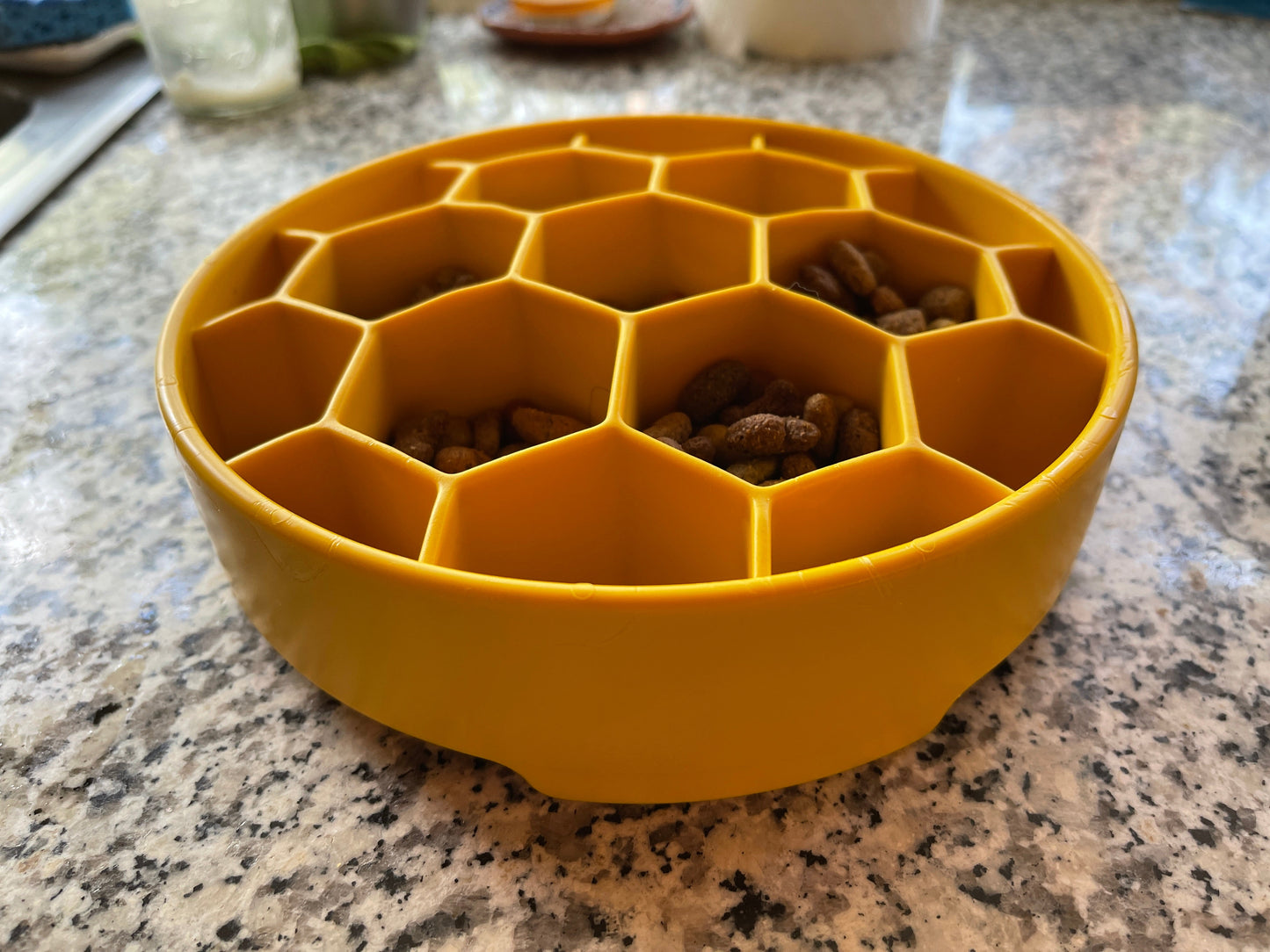 SodaPup Honeycomb eBowl deep slow feeder dog bowl with textured honeycomb design for enrichment, made in the USA