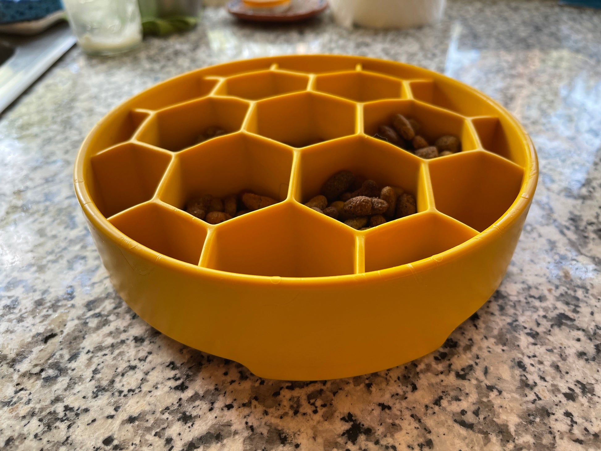 SodaPup Honeycomb eBowl deep slow feeder dog bowl with textured honeycomb design for enrichment, made in the USA