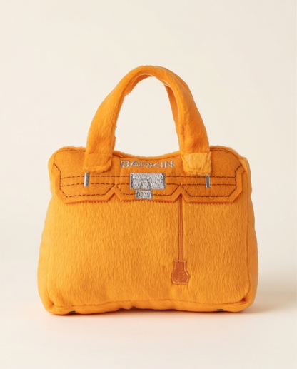 Barkin Bag - Orange | Squeaky Plush Dog Toy with Crinkle & Mesh Lining