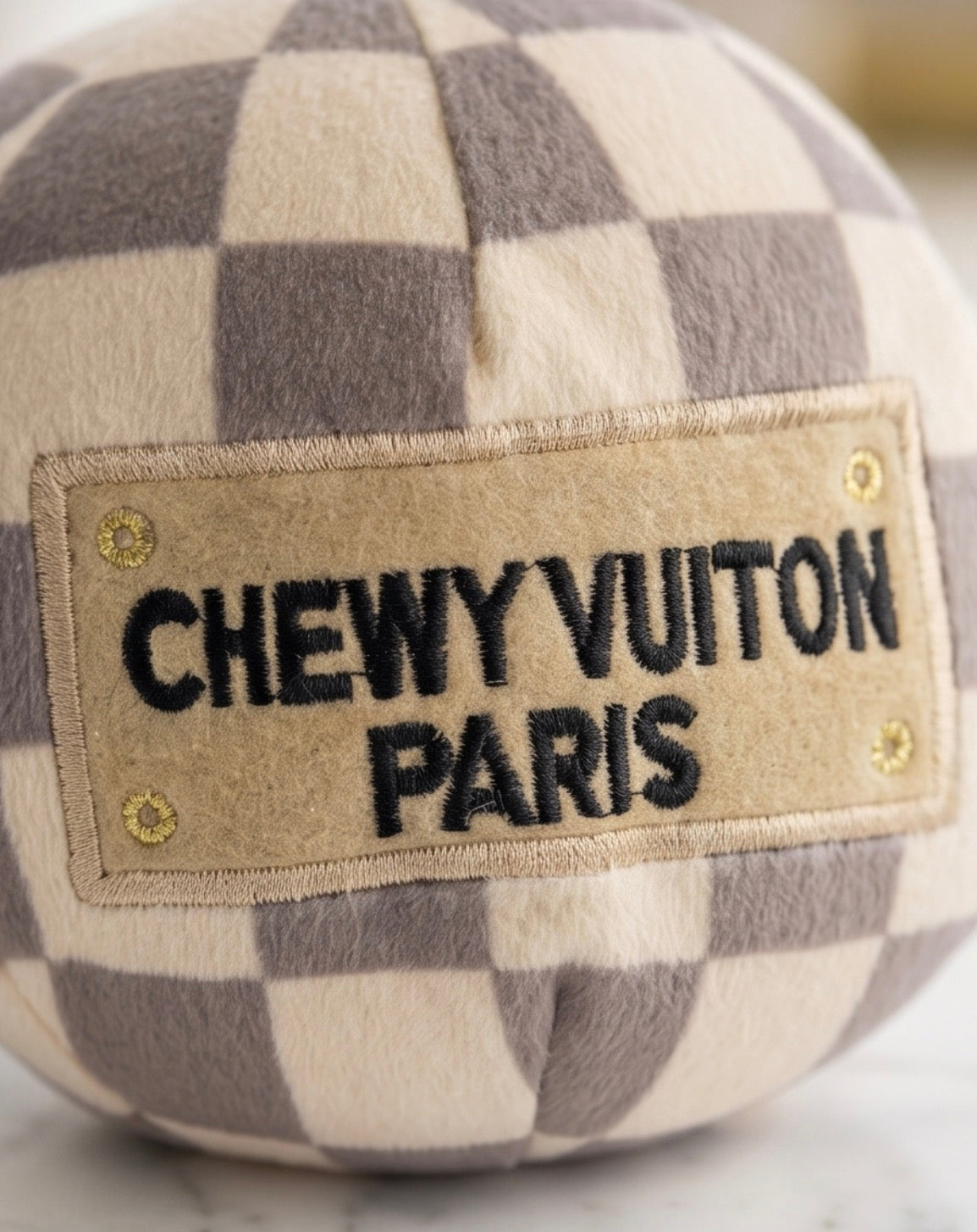 Tan Checker Chewy Vuiton Ball