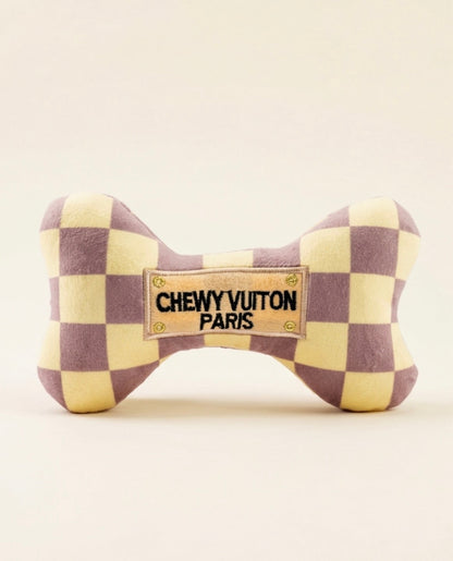 Tan Checker Chewy Vuiton Bone Toy