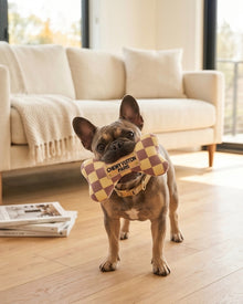 Tan Checker Chewy Vuiton Bone Toy